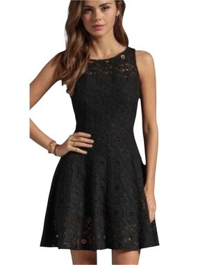 BB Dakota Renley Lace Fit and Flare Dress Sleeveless Fit And Flare, Black, Sz 12